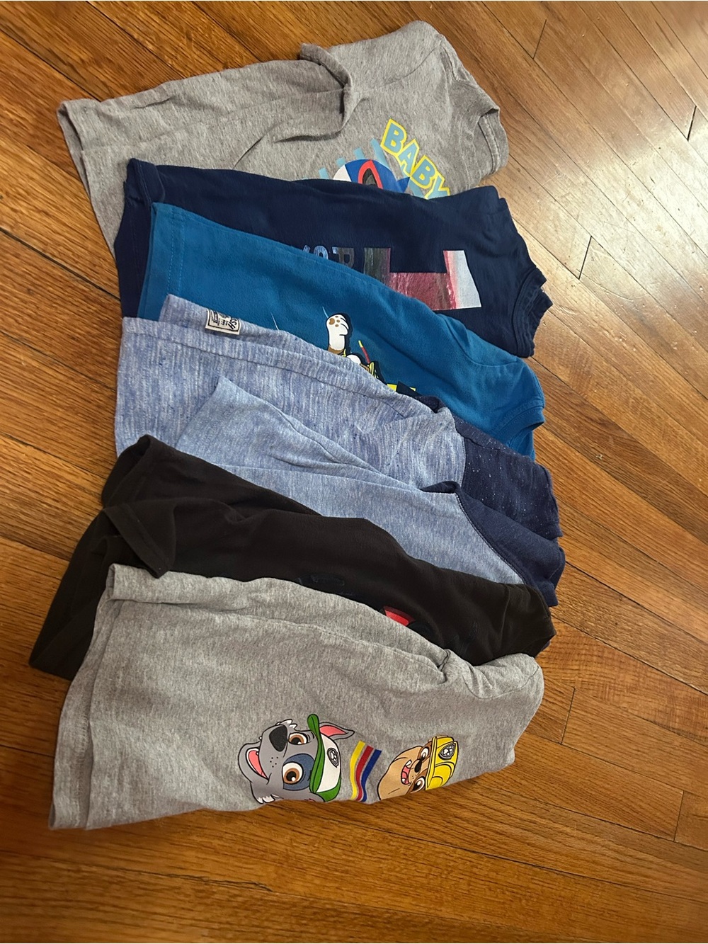 Bundle of 7 Boys Short Sleeve Tees in Gray, Navy & Blue